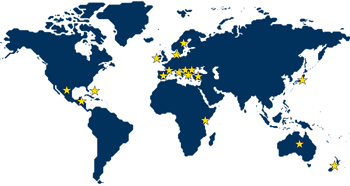 Map of Internships and study abroad locations