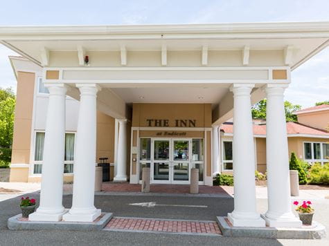 shot of entrance to on campus inn