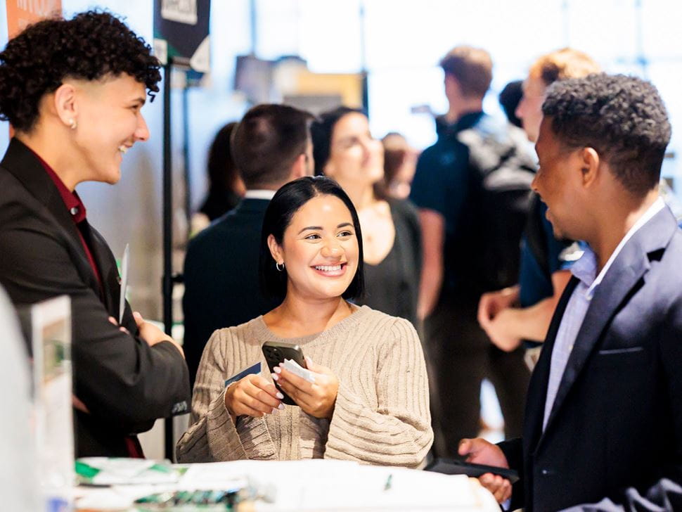 Students at a career fair