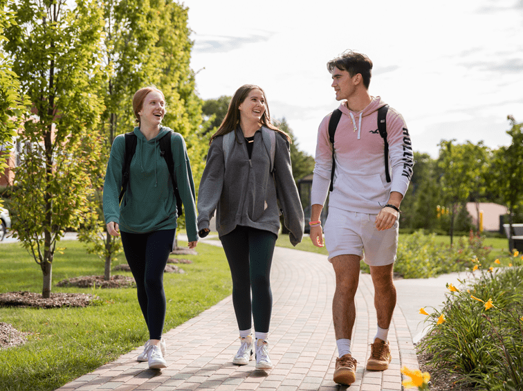Students walking through campus